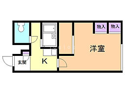 レオパレスモエレパーク 1Kの間取図画像