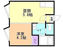 エミネンス栄町 1DKの間取図画像