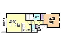 ポレールN30 1LDKの間取図画像