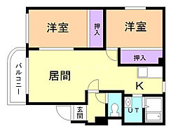 エストフォーレ16 2LDKの間取図画像