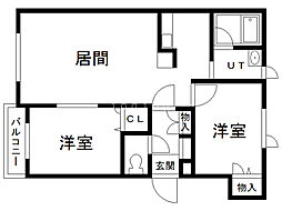 ウィスタリア1 2LDKの間取図画像