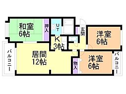 グランメール山川 3LDKの間取図画像