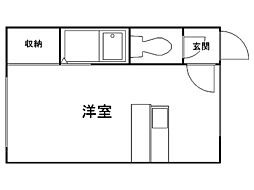 マリオンコート 1Kの間取図画像
