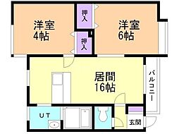 コーポK33 2LDKの間取図画像