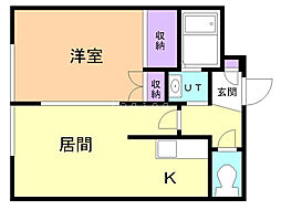 ベルヴィル壱番館 1LDKの間取図画像