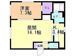 グランメール N28 1LDKの間取図画像