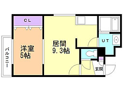 トルペ環状通東 1LDKの間取図画像