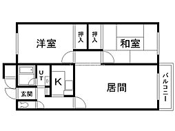 パレス杉都A 2LDKの間取図画像