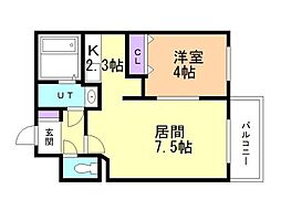 EastPorteN14 1LDKの間取図画像