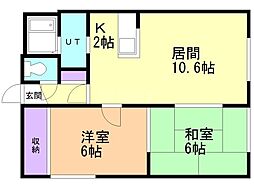 クオーレN20 2LDKの間取図画像