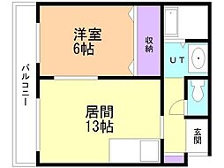 メゾンエクセル 1LDKの間取図画像
