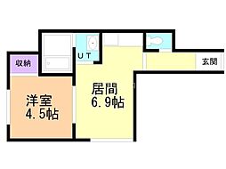 アウルの杜環状東 1DKの間取図画像