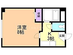 クゥーネルS 1Kの間取図画像