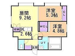 札幌市営東西線 西11丁目駅 徒歩10分の賃貸マンション 5階2LDKの間取り