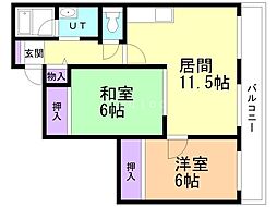 サンシャイン中島公園 2LDKの間取図画像