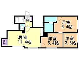 大富パレス 3LDKの間取図画像