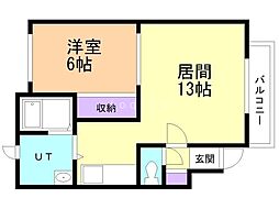 コンフォート南24条 1LDKの間取図画像