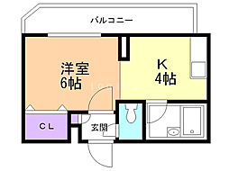 オパス宮の森 1Kの間取図画像