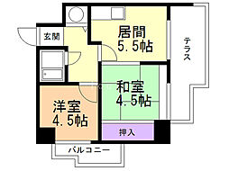 シャンボール植物園第2 2DKの間取図画像