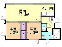 ステラガーデン山鼻 2LDKの間取図画像