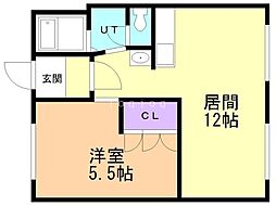 レジデンスふれあい 1LDKの間取図画像