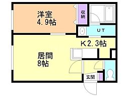 札幌市中央区南四条西16丁目マンション 1LDKの間取図画像