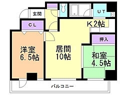 クリオ中島公園ロイヤルガーデン 2LDKの間取図画像