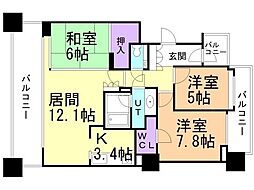 大通シティハウス 3LDKの間取図画像