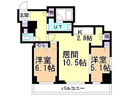 レジディア大通公園 2LDKの間取図画像
