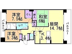 ダイアパレス大通南アトリウムガーデン 3LDKの間取図画像