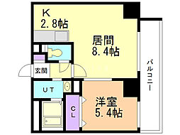 N6ウエスト11・M 1LDKの間取図画像