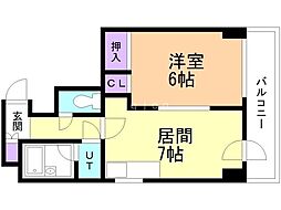 パピリオ 1DKの間取図画像