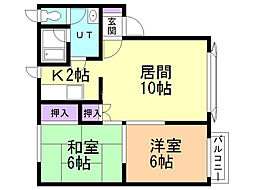 グレースハイツ 2LDKの間取図画像