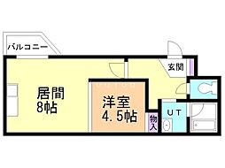 カピテーヌ円山 1LDKの間取図画像