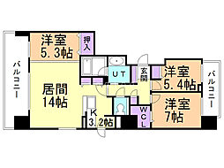 円山ザ・レジデンス 3LDKの間取図画像