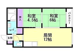 ラフォーレ山鼻 2LDKの間取図画像