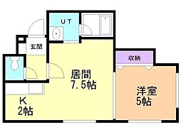 プランノワールAMJ815 1LDKの間取図画像