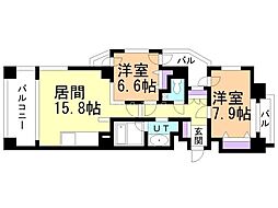 クレステージS6W12タワー 2LDKの間取図画像