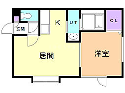 M-521 1LDKの間取図画像