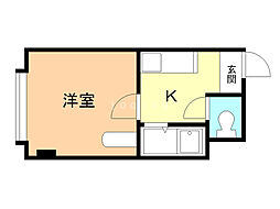 クロスコート 1Kの間取図画像