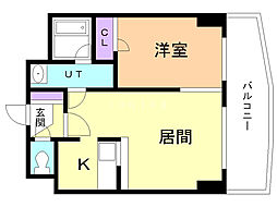 ハイドパーク 1LDKの間取図画像