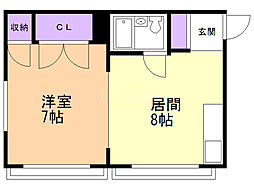 プレジデント薄野 1DKの間取図画像