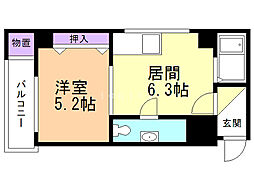 北欧館117 1DKの間取図画像