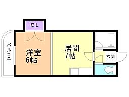 ジュマ宮の森A 1DKの間取図画像