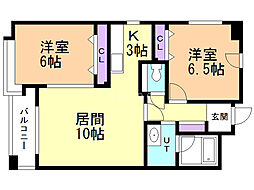 ノヴァ大通 2LDKの間取図画像