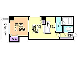 E-horizon円山 1LDKの間取図画像