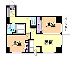 UURコート札幌南3条プレミアタワー 2LDKの間取図画像