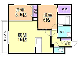 モルティーニ南円山 2LDKの間取図画像