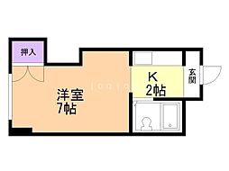 クィーン南5条 1Kの間取図画像