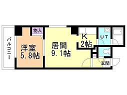 サッポロヒルズ 1LDKの間取図画像
